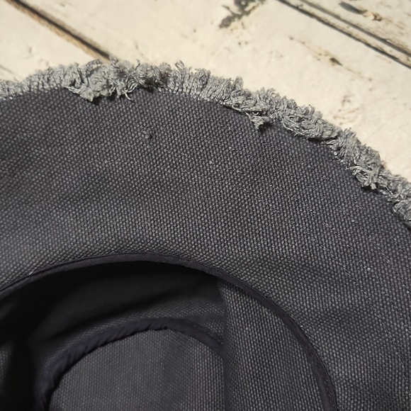 NWOT Madewell Denim Canvas Fringe Bucket Hat Medium Large - Picture 7 of 8